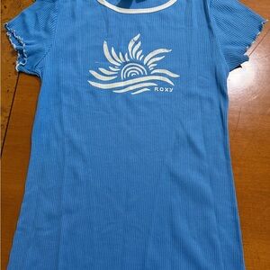 Roxy Blue Tee dress with Sun Graphic and multi color stripe dress. (2 pack)